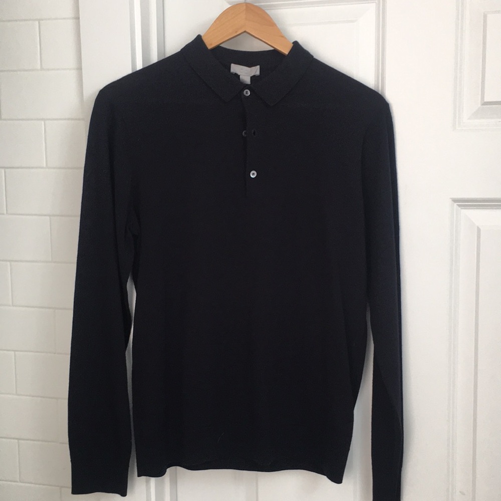 Cos men’s small merino wool navy long sleeve polo